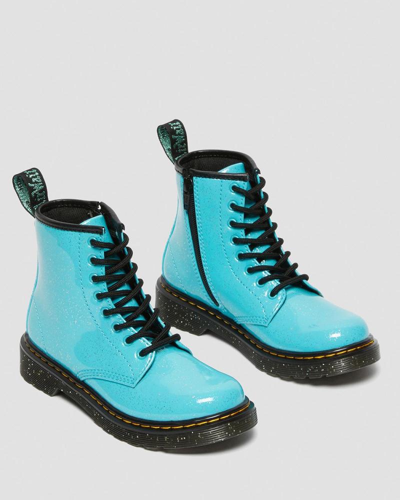 Turquoise Kids' Dr Martens Junior 1460 Glitter Lace Up Boots | CA 678AHK